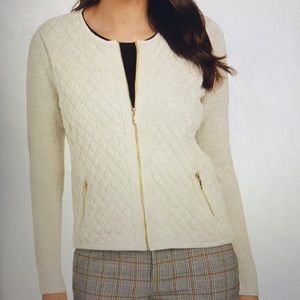 NWT Charter Club Zip Front Quilted Sweater Jacket